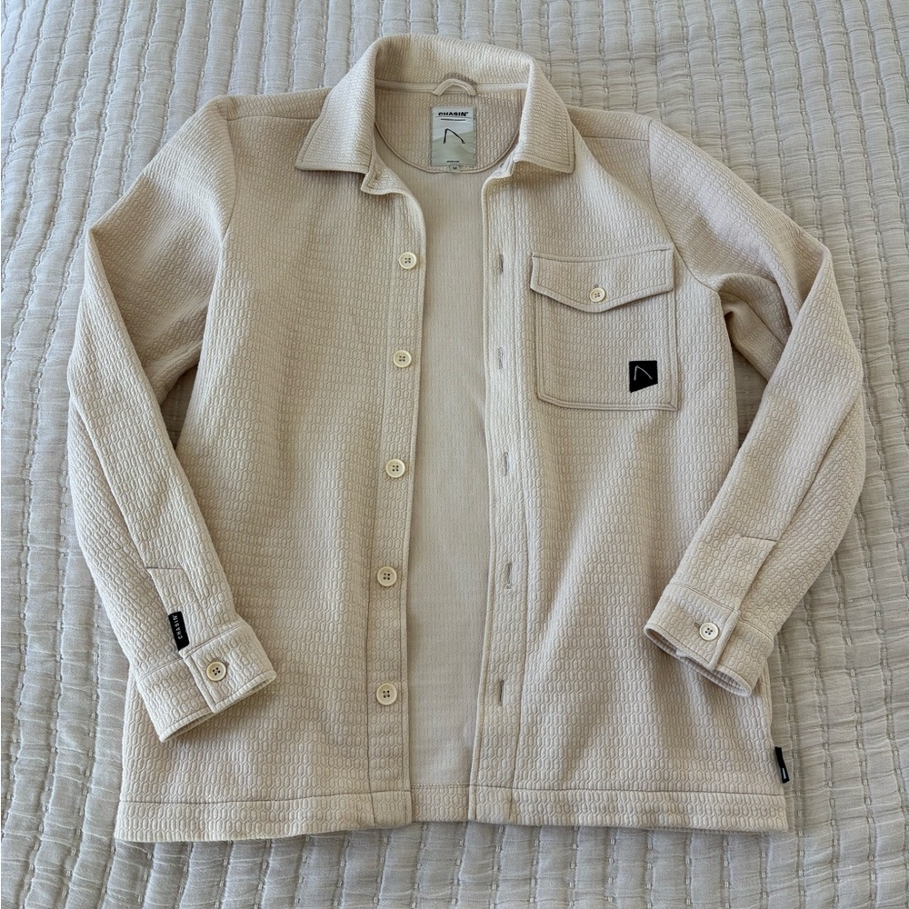 Chasin’ Flint Quilt Button Down Shirt‎ Off White Mens Size Medium
